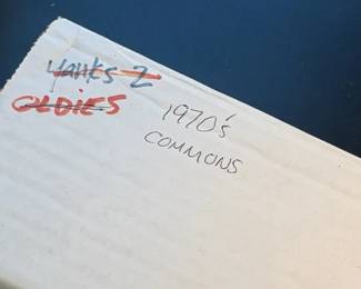 Sports Cards In A Box Labeled “1970s Commons”