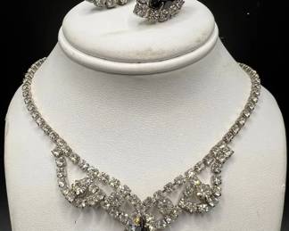 Rhinestone Jewelry Set — Necklace & Earrings