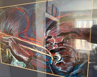 Unsigned Art Of Man Playing Trumpet