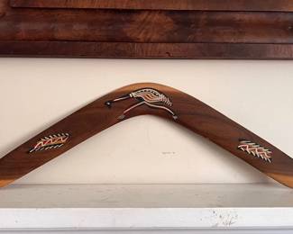 Wooden Hand-Painted Aboriginal-Style Boomerang