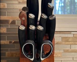 Calphalon Knife Block with Calphalon Knives & Sharpener