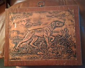 Copper embossed hunting dog plaque