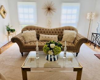 Arhaus Tufted Camelback Sofa