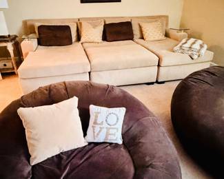 Seatcraft Custom Lounging Sofa and Two Seatcraft Cuddle Seats