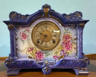 Antique Royal Bonn Germany Porcelain Ansonia Clock