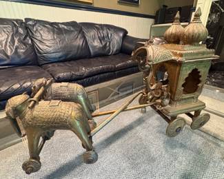 Antique Brass Indian Temple Cart