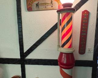 Antique Cast Iron Working Barber Pole
