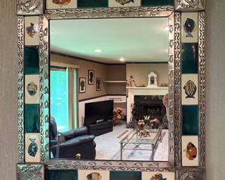 Hand Painted & Forged Artisan Mirror 