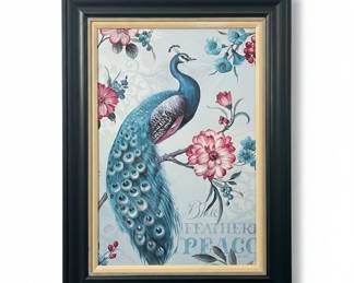 Kirklands Blue Feathered Peacock Wall Art