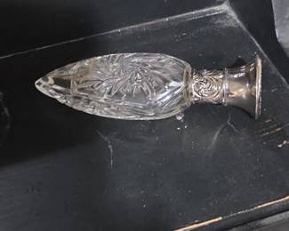 Victorian Sterling Silver and Cut Crystal Perfume Bottle