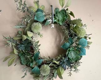 Faux Succulent and Eucalyptus Wreath