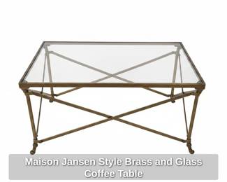 Maison Jansen Style Brass and Glass Coffee Table