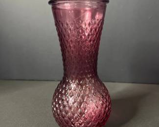 Vintage Amethyst Diamond Quilted Glass Vase  Pilgrim Glass