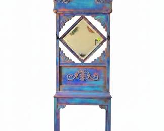 Artisan Painted Hall Tree with Mirror