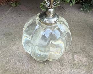 Glass Pumpkin Shaped Oil Lamp with Metal Top