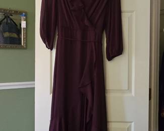 Maison Tara Womens Ruffle FauxWrap Maxi Dress