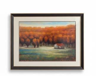 Landscape Painting with Farmhouse and Trees
