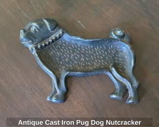 Antique Cast Iron Pug Dog Nutcracker