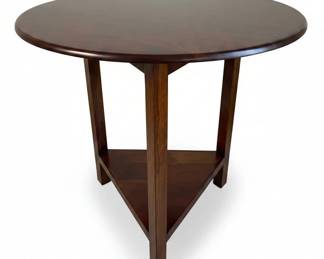 Arts and Crafts Mission Oak Round Pedestal Side Table