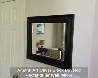 Amanti Art Oliver Black Beveled Rectangular Wall Mirror
