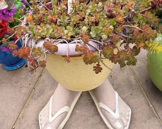 Whimsical Planter with Feet and FlipFlops