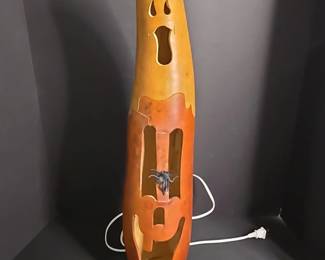 Meadowbrooke Gourds Casper Jack Tall Lit Gourd JackoLantern Table Lamp