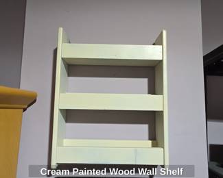 Cream Painted Wood Wall Shelf