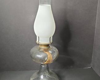 Victorian Glass Oil Lamp with Frosted Shade