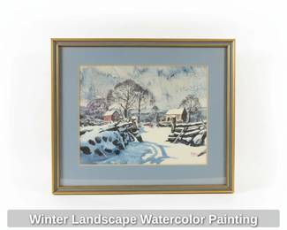 Winter Landscape Watercolor Painting