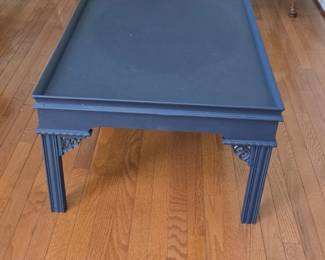 Dark Blue Painted Coffee Table with Carved Legs