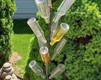 Upcycled Glass Bottle Garden Stake