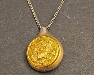US Army Great Seal Button Pendant Necklace second image