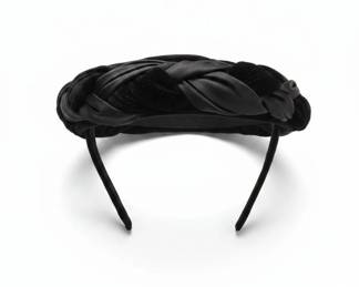 Vintage Black Velvet and Satin Pillbox Hat