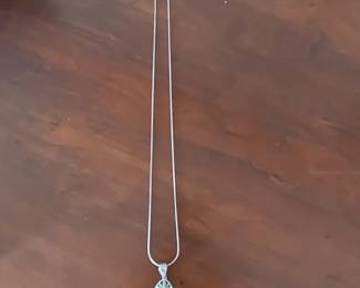 Tigers Eye and Sterling Silver Pendant Necklace