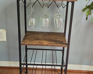 Industrial Style Wine Rack Bar Cart with Glass Holder
