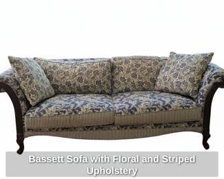 Bassett Sofa with Floral and Striped Upholstery