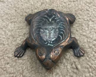 Bronze Frog Ashtray or Trinket Dish