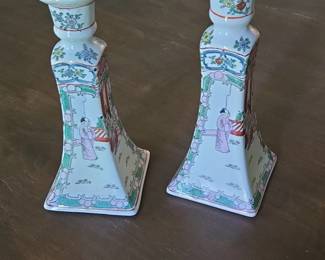 Pair of Chinese Export Porcelain Candlesticks