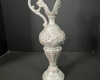 Ornate SilverPlated Ewer with Cherubic and Floral Motifs