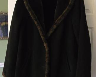 Jones New York Womens Hooded Faux Fur Trim Coat