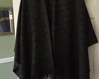 Michael Kors Houndstooth Fringe Poncho