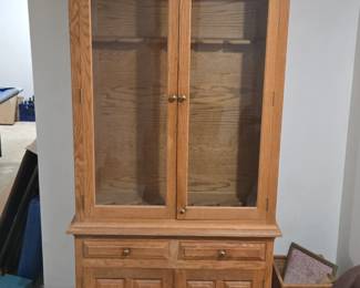 Oak Gun Cabinet with Lower Storage