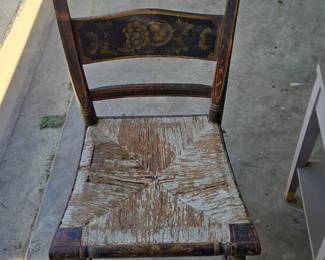 Hitchcock Style Painted Fruit Motif Spindle Back Side Chair