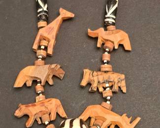 African Carved Wood Safari Animal Necklace second image
