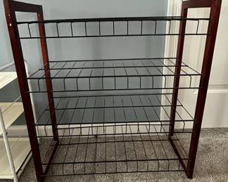 Wooden Frame Tier Wire Shoe Rack