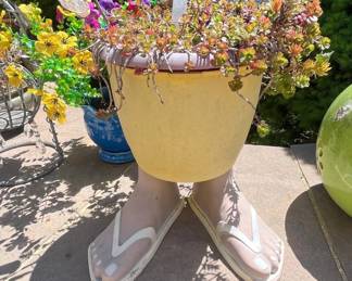 Novelty Human Leg Planter with FlipFlops