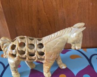 Carved Soapstone Donkey Figurine
