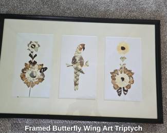 Framed Butterfly Wing Art Triptych