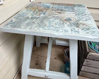 Decoupage Mosaic Top Side Table