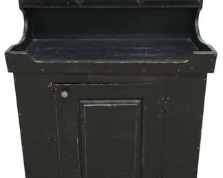 Black Primitive Farmhouse Dry Sink Cabinet